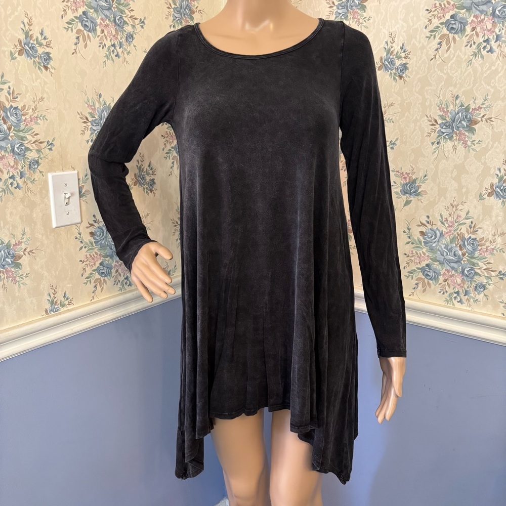 Black Long Sleeve Tunic Top, Size S